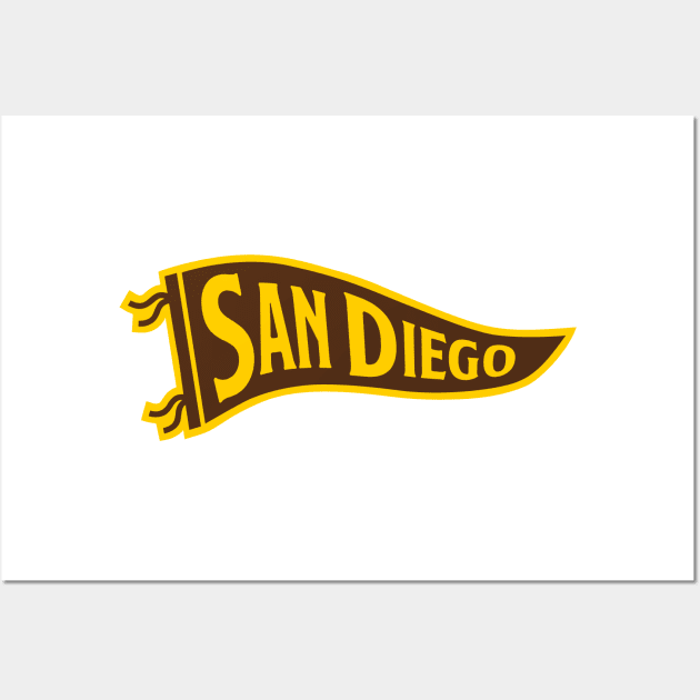 San Diego Pennant - White Wall Art by KFig21